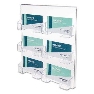 deflecto® 6-pocket Business Card Holder, Holds 480 Cards, 8.5 X 1.63 X 9.75, Plastic, Clear freeshipping - TVN Wholesale